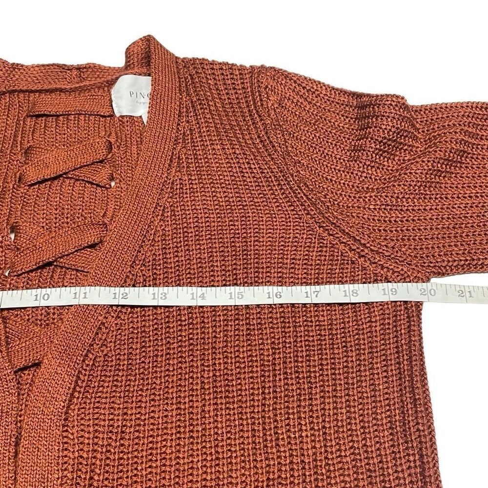 Pinque Rust Brown Open Front Laced Back Cardigan S N0512 - Picture 4 of 7